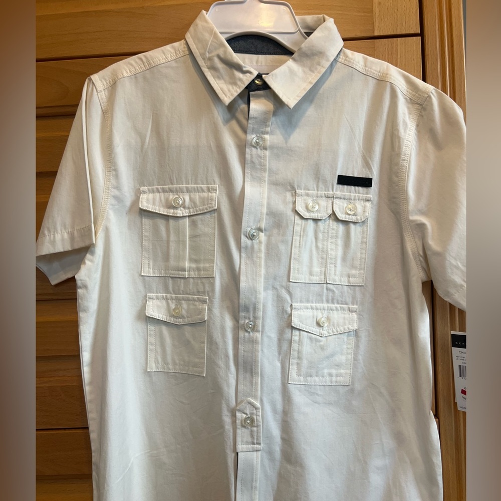 Boys size 18 Sean John button down white shirt.